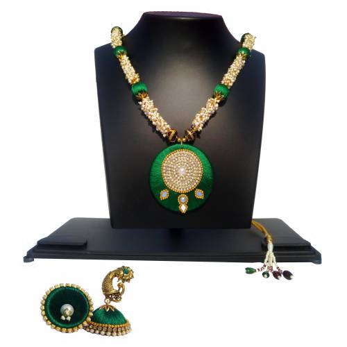 Silk Thread Necklace With Earring Set Girl And Woman